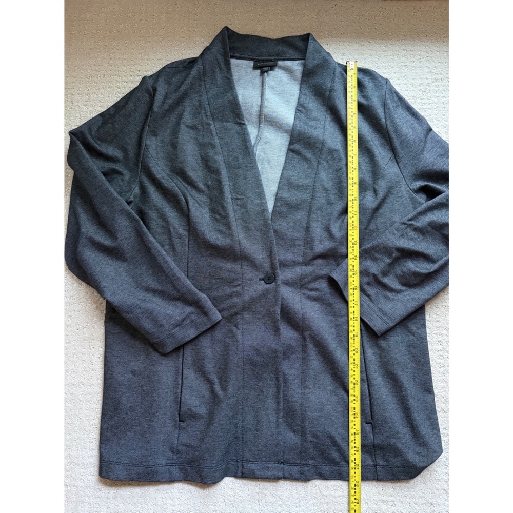 J. Jill Blazer XL Petite Gray Wearever Knit One Button Office Relaxed Jardigan - Picture 3 of 6